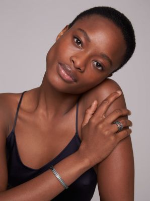 Black Rhodium-Plated Sterling Silver Pav&eacute; Nesting Ring