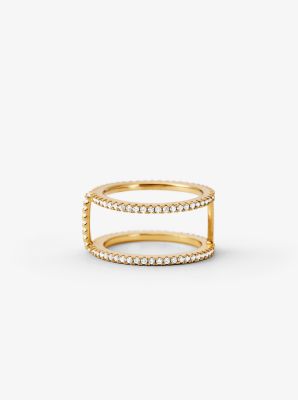 Precious Metal-Plated Sterling Silver Pavé Ring Jacket image number 1