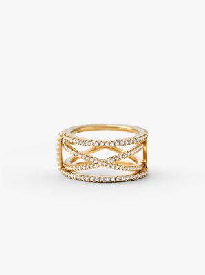 Precious Metal-Plated Sterling Silver Pavé Ring Jacket image number 6