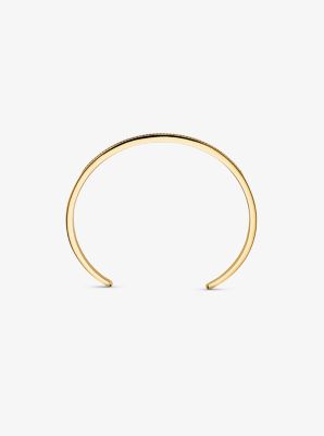 Brazalete anidado de plata esterlina chapada en oro de 14K con pav&eacute;