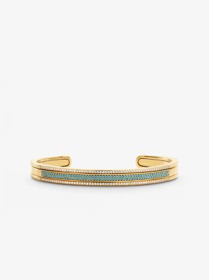 Brazalete anidado de plata esterlina enchapado en oro de 14K con incrustaciones