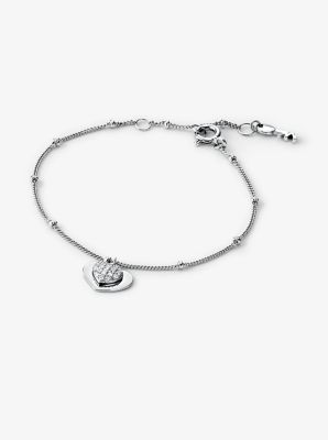 Armband aus Sterlingsilber mit Edelmetallbeschichtung und Pavé-Herzanhänger