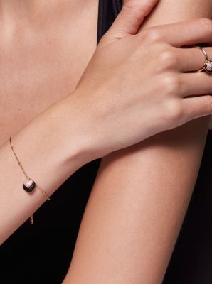 Armband aus Sterlingsilber mit Edelmetallbeschichtung und Pavé-Herzanhänger