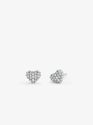 Michael kors store silver heart earrings