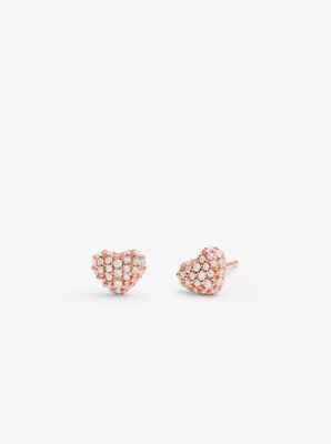 Precious Metal-plated Sterling Silver Pavé Heart Studs | Michael Kors