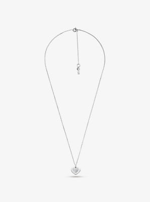 Collier cœur en argent sterling plaqué en métal précieux avec pierres pavées image number 1