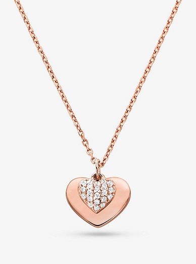 Precious Metal-plated Sterling Silver Pavé Heart Necklace | Michael Kors