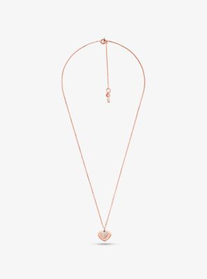 Precious Metal-Plated Sterling Silver Pavé Heart Necklace image number 1