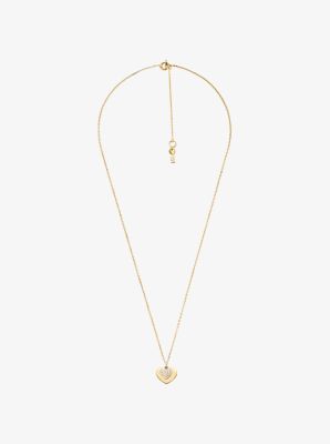 Precious Metal-Plated Sterling Silver Pavé Heart Necklace