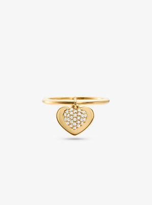Precious Metal-Plated Sterling Silver Pavé Heart Ring image number 0