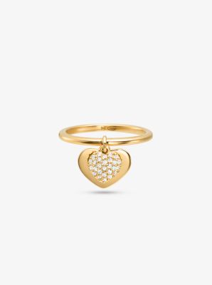 Precious Metal-Plated Sterling Silver Pavé Heart Ring image number 1