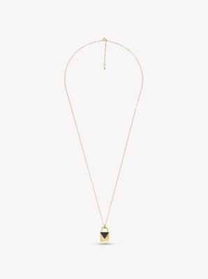 Michael kors gold store lock necklace