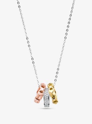 Precious Metal-Plated Sterling Silver Tri-Ring Necklace | Michael Kors