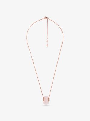 Collier en argent sterling &agrave; placage en or rose&nbsp;14K orn&eacute; de quartz rose