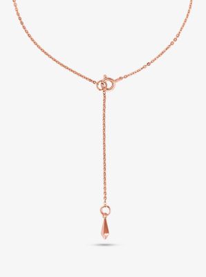 Collier en argent sterling &agrave; placage en or rose&nbsp;14K orn&eacute; de quartz rose