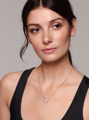 Collier en argent sterling &agrave; placage en or rose&nbsp;14K orn&eacute; de quartz rose