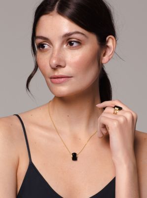 14K Gold-Plated Sterling Silver Onyx Necklace