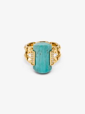 14K Gold-Plated Sterling Silver Turquoise Cocktail Ring