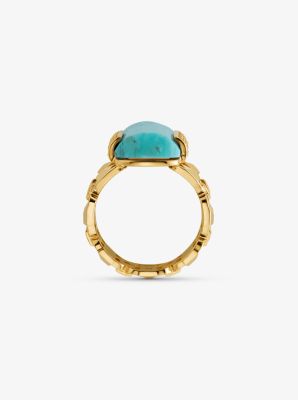 14K Gold-Plated Sterling Silver Turquoise Cocktail Ring