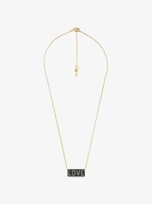 14K Gold-Plated Sterling Silver Pav&eacute; Love Necklace
