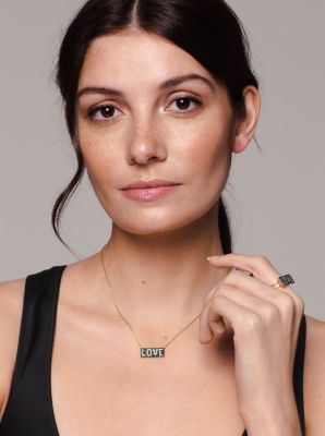 14K Gold-Plated Sterling Silver Pav&eacute; Love Necklace