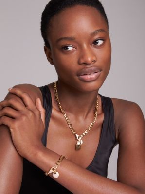 14K Gold-Plated Sterling Silver Pav&eacute; Disk Bracelet