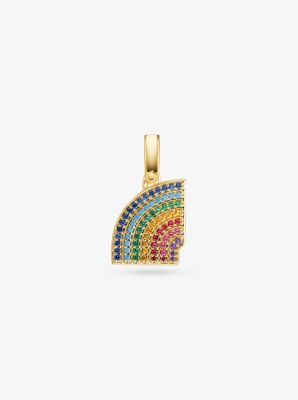 14K Gold-Plated Sterling Silver Pav&eacute; Rainbow Charm