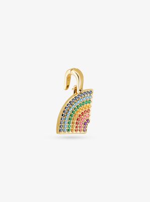 14K Gold-Plated Sterling Silver Pav&eacute; Rainbow Charm