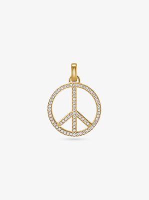 Übergroßer Peace-Anhänger aus Sterlingsilber mit 14-karätiger Goldbeschichtung und Pavé-Fassung image number 0
