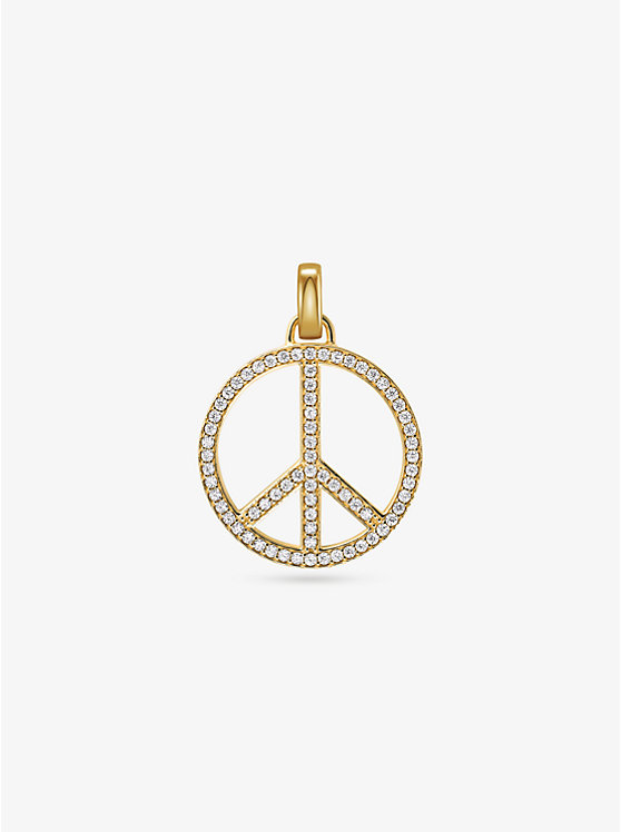 14K Gold-Plated Sterling Silver Pavé Oversized Peace Charm image number 0
