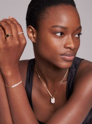 Bague en argent sterling plaqu&eacute; en m&eacute;tal pr&eacute;cieux avec pierres pav&eacute;es in OR | Michael Kors