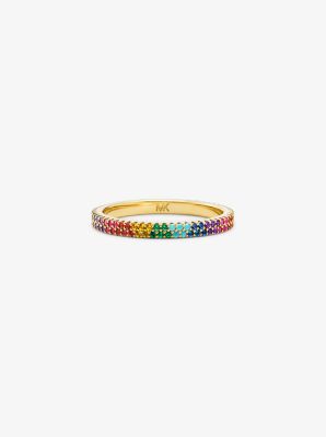 14K Gold-Plated Sterling Silver Rainbow Pavé Ring | Michael Kors