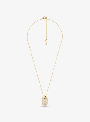 Collier m&eacute;daille d'identit&eacute; en argent sterling &agrave; placage en m&eacute;tal pr&eacute;cieux et &agrave; pav&eacute;