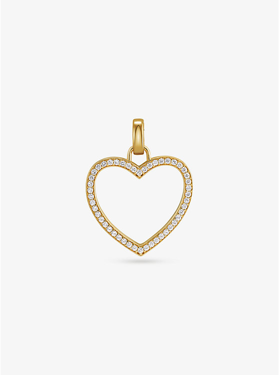 14K Gold-Plated Sterling Silver Pavé Oversized Heart Charm image number 0