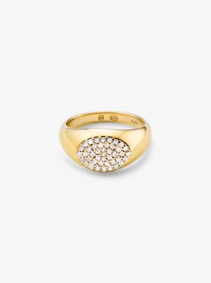Precious Metal-Plated Sterling Silver Pavé Signet Ring image number 1