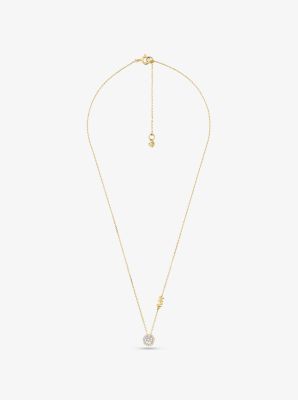 Precious Metal-Plated Sterling Silver Pavé Halo Necklace image number 1