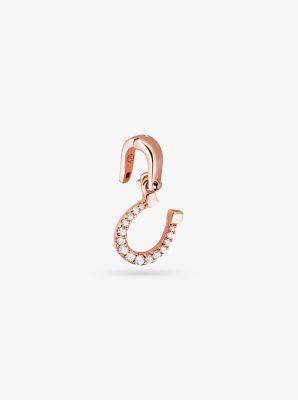 14K Rose Gold-Plated Sterling Silver Pav&eacute; Horseshoe Charm