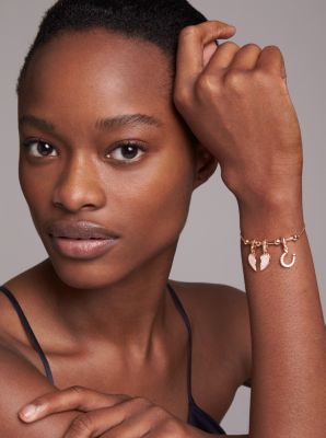 14K Rose Gold-Plated Sterling Silver Pav&eacute; Horseshoe Charm