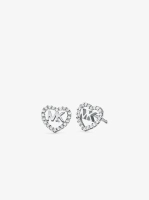 michael kors silver heart earrings