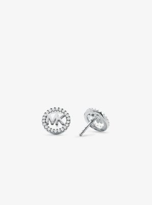 Precious Metal-Plated Sterling Silver Pavé Logo Studs image number 1