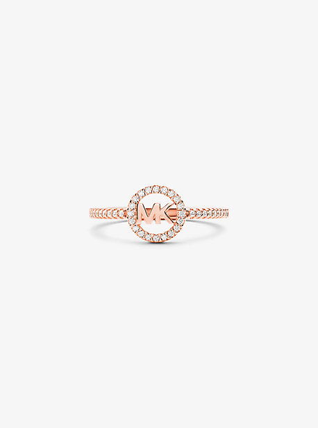 MK Precious Metal Plated Sterling-Silver Logo Ring - Rose Gold - Michael Kors