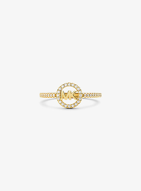 MK Precious Metal Plated Sterling-Silver Logo Ring - Gold - Michael Kors