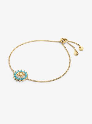 14K Gold-Plated Sterling Silver Pav&eacute; Logo Slider Bracelet