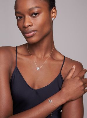 14K Gold-Plated Sterling Silver Pav&eacute; Logo Slider Bracelet