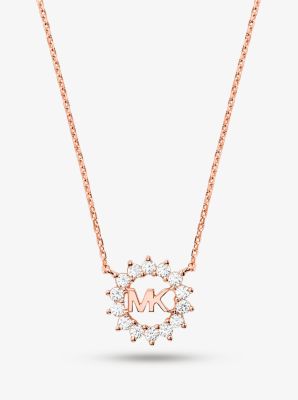 Precious Metal Plated Sterling-Silver Logo Necklace in ROSE GOLD | Michael Kors
