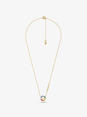 14K Gold-Plated Sterling Silver Rainbow Logo Necklace image number 1