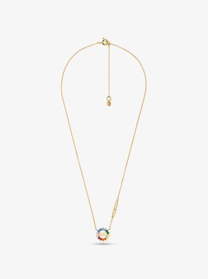 Collier en argent sterling &agrave; placage en or&nbsp;14K et &agrave; logo multicolore