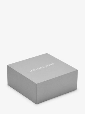 14K Gold-Plated Sterling Silver Pav&eacute; Heart Necklace and Stud Earrings Set