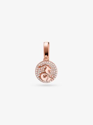 14K Rose Gold-Plated Sterling Silver Pavé Capricorn Zodiac Charm | Michael  Kors