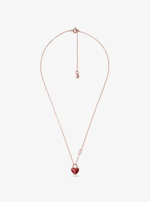 14K Rose Gold-Plated Sterling Silver and Enamel Heart Necklace